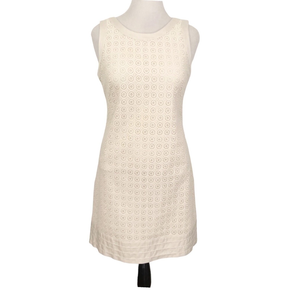 OC by OC Cream Eyelet Lace Sleeveless Sheath DRESS 12 wedding party old money